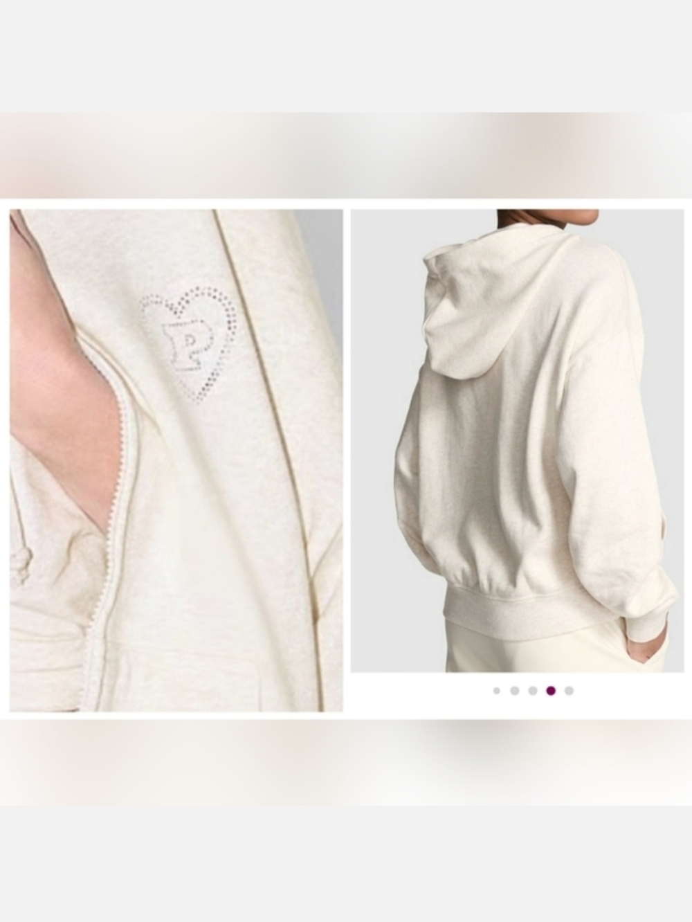 Victoria's secret pink relaxed fit Ivy Fleece  Campus full zip hooded sweatshirt